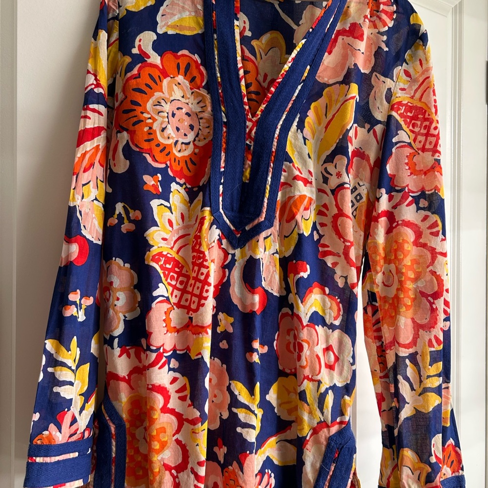 Tory Burch Navy Floral Tunic